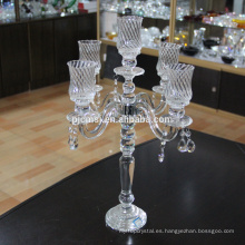 5 brazos candelabros de cristal de lujo centros de mesa de boda GCH-052